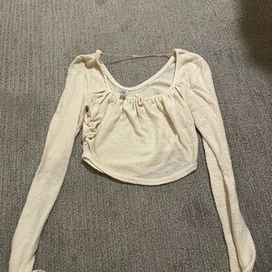 Urban Outfitters Cream Long Sleeve Crop Top